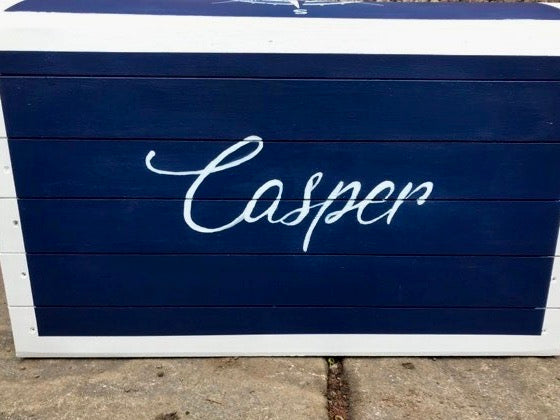 Commission for Kendal Personalised children's small toy chest -  Compass Theme