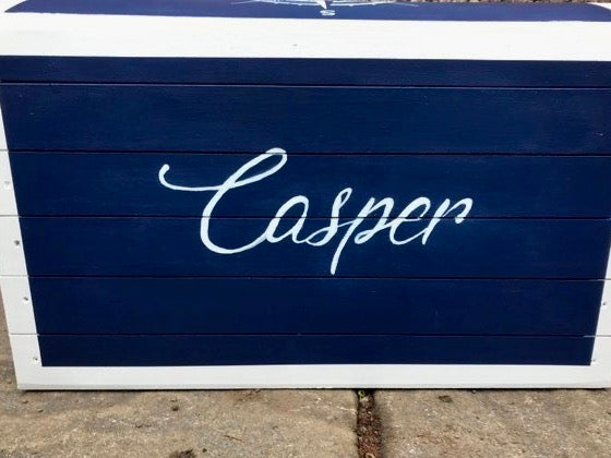 Personalised children's small toy chest -  Compass Theme