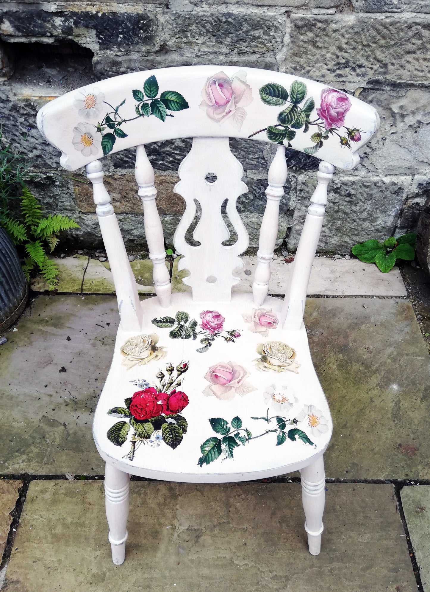 RESERVED for Jane - Hand painted boho chair with rose theme
