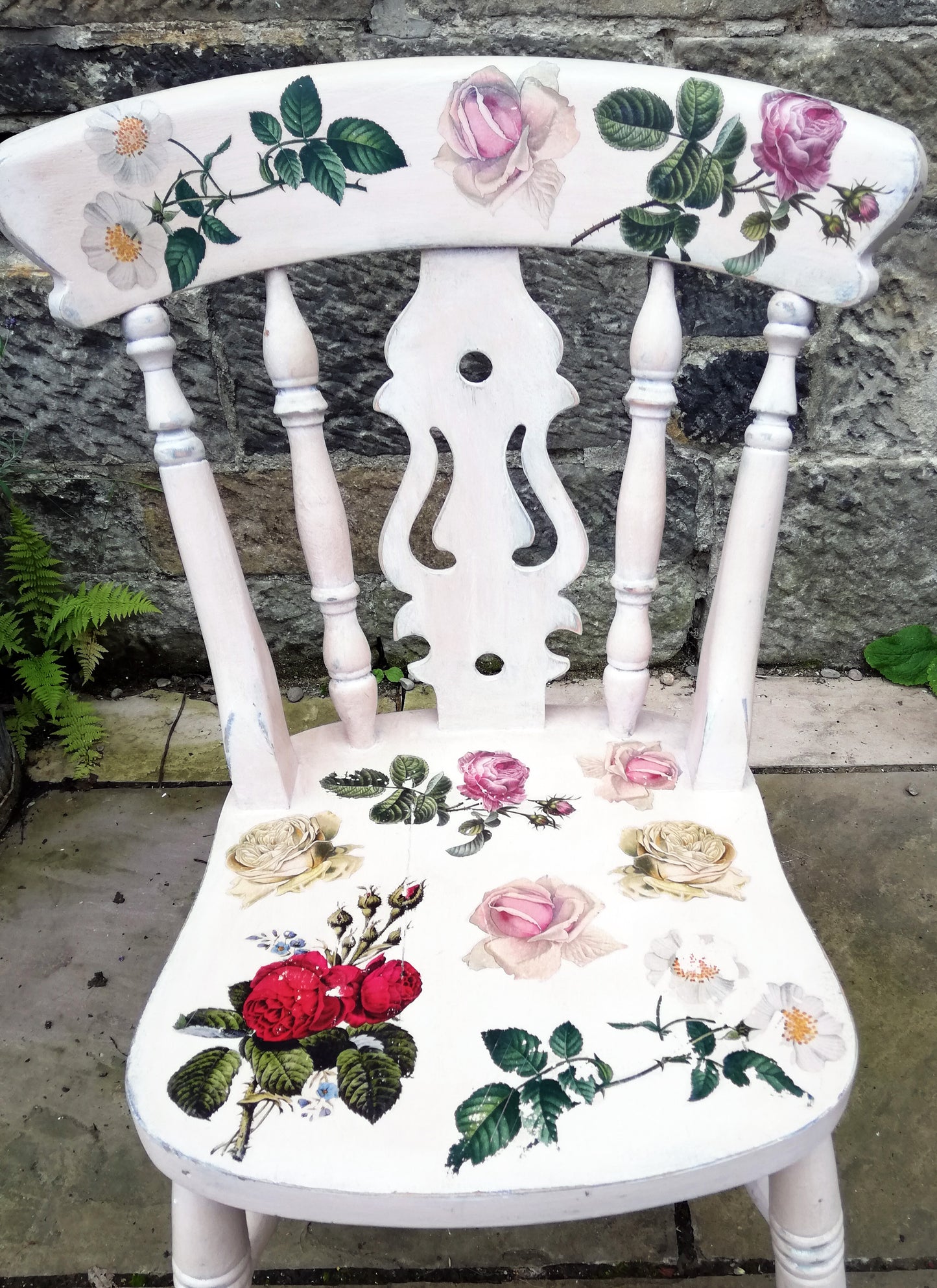 RESERVED for Jane - Hand painted boho chair with rose theme