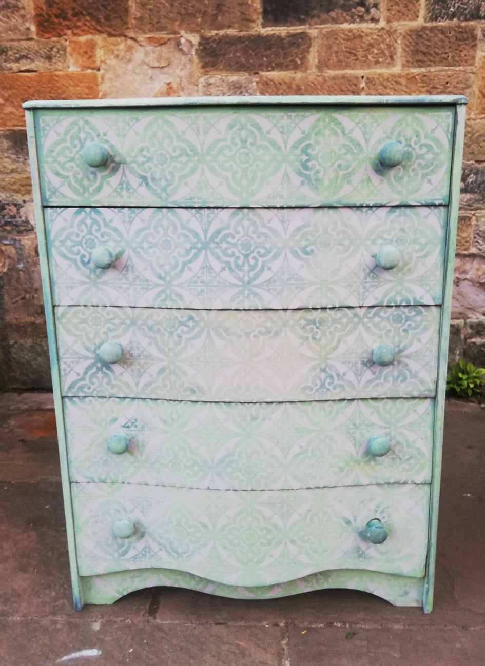 Painted to order - Vintage Chest of Drawers hand painted and stencilled
