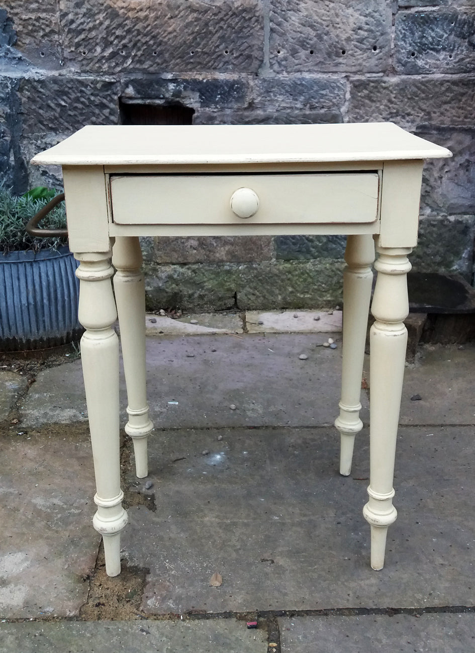 Antique pine washstand painted in fusion mineral paint buttermilk cream with antique wax