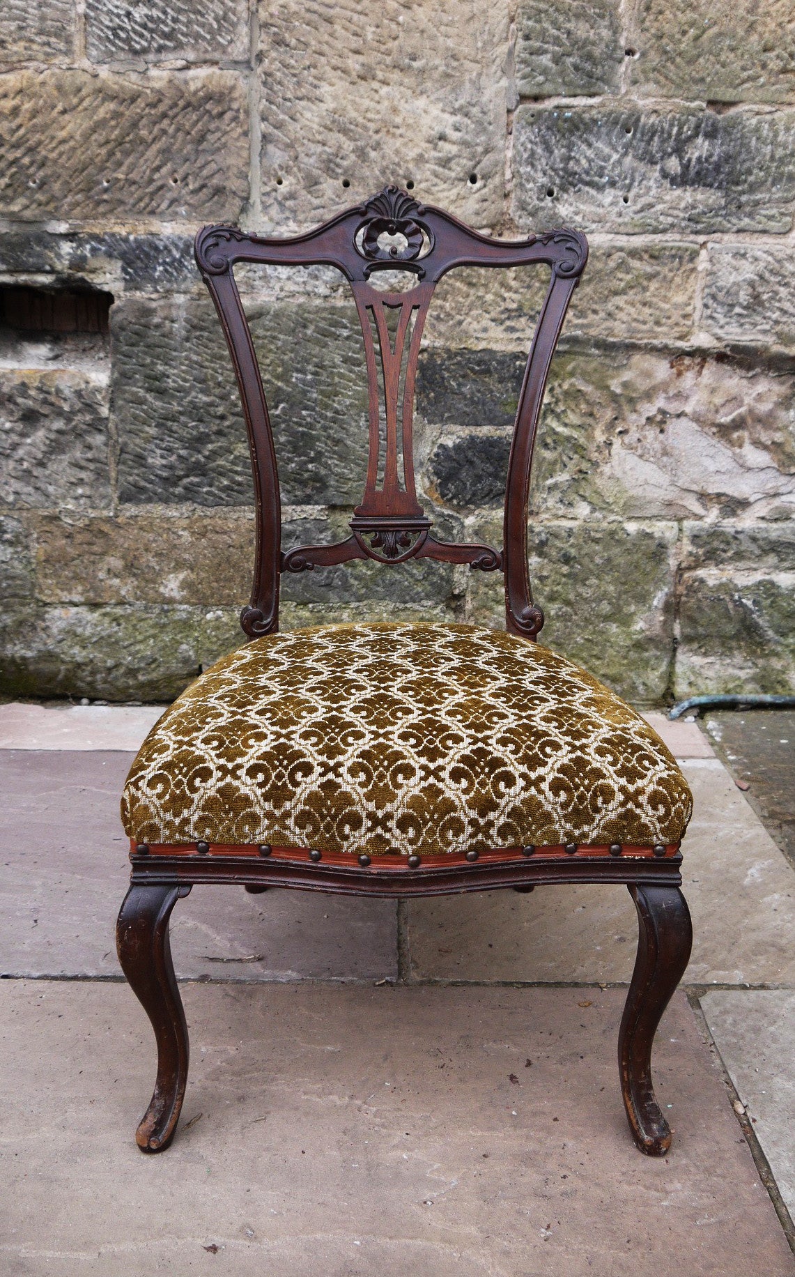 RESERVED Antique upholstered nursing bedroom chair with original velvet upholstery