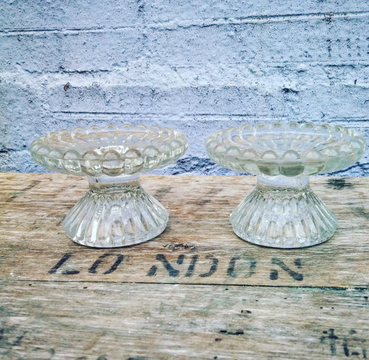 Beautiful vintage ornate glass candlesticks