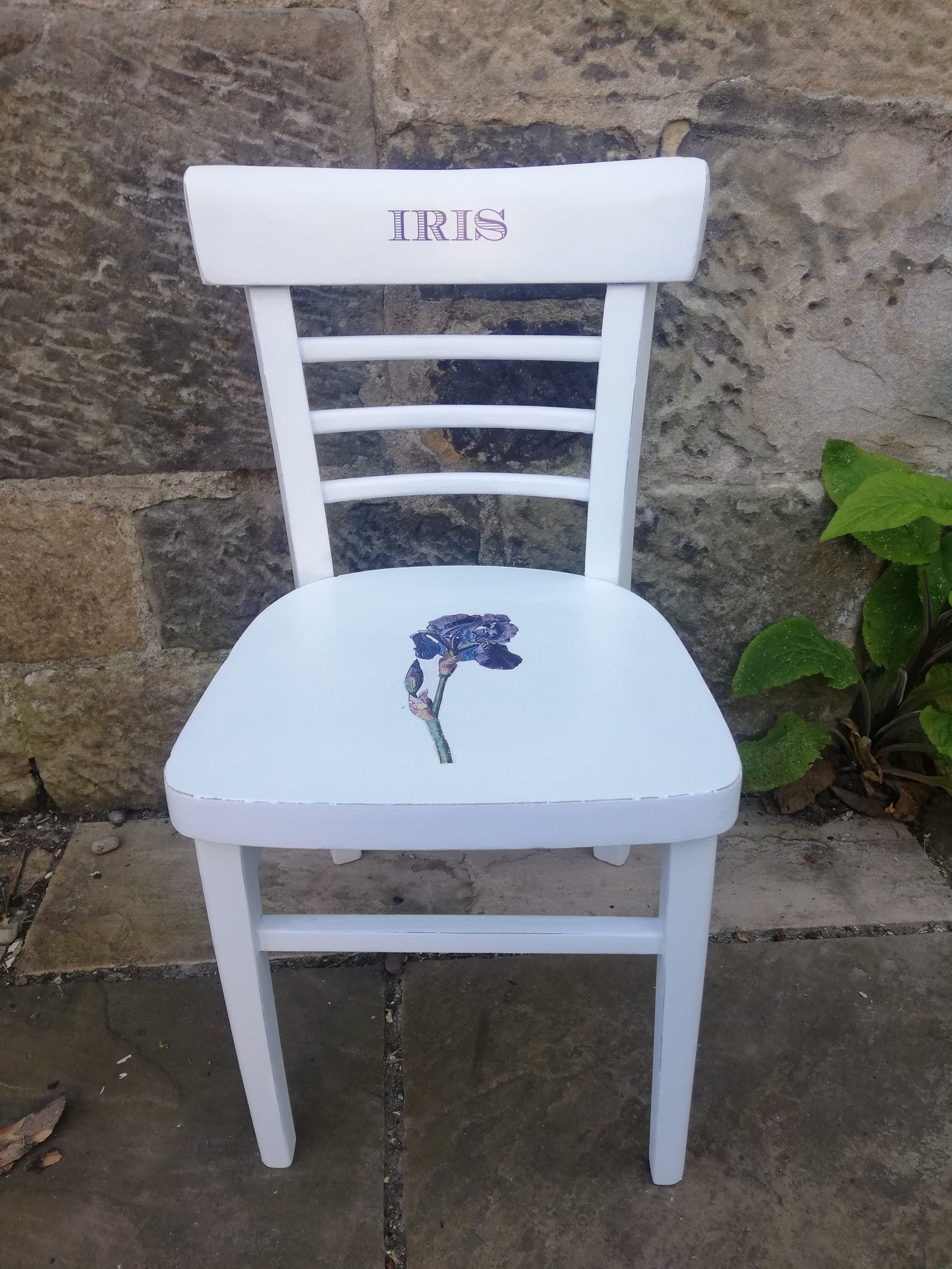 Children's personalised vintage school chair with vintage flower theme.