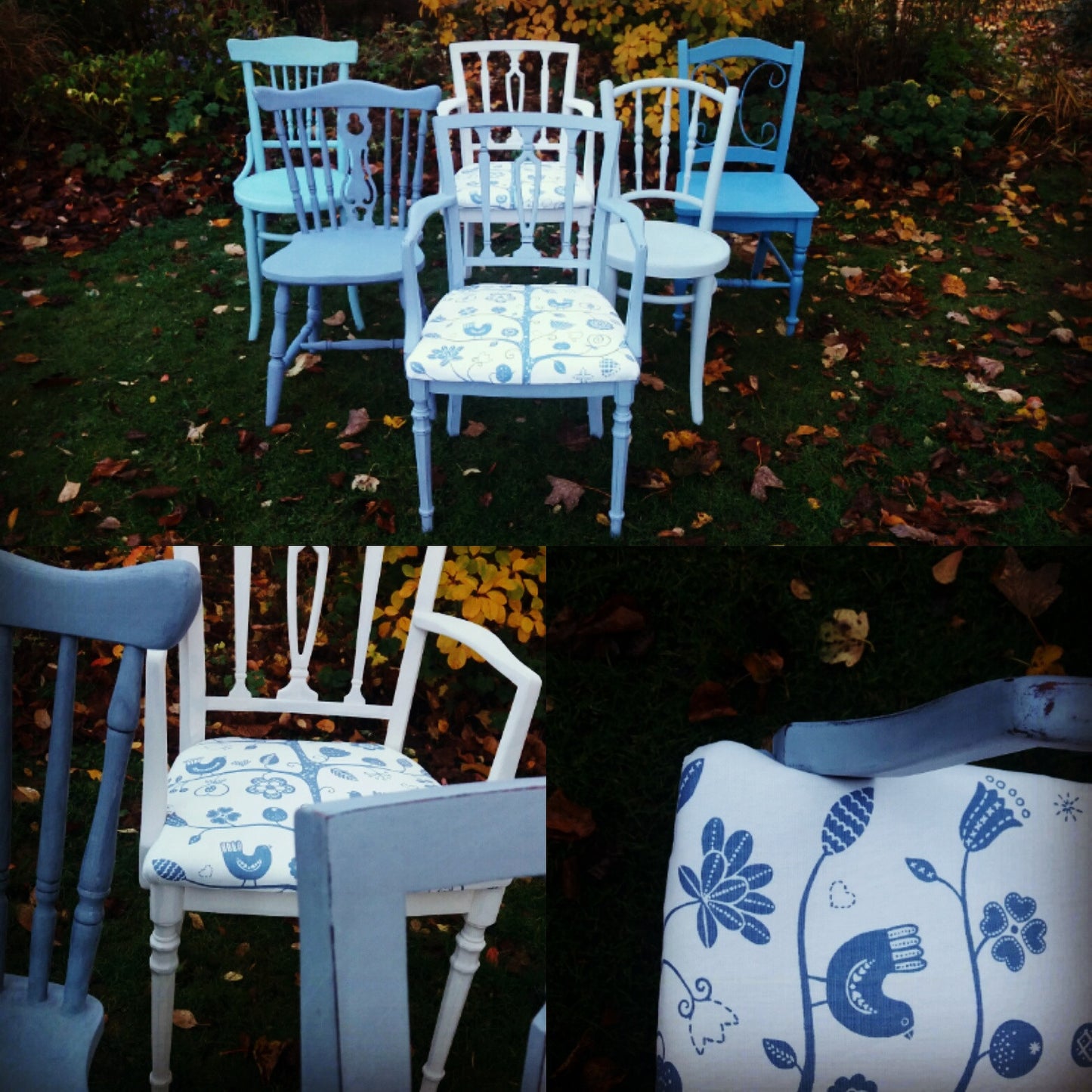Custom listing for louise set of 6 mismatched vintage dining chairs in Miss Mustard Seed Milk Paint