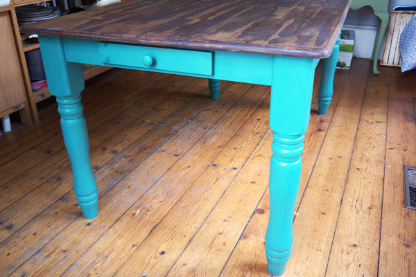 Custom Listing for Jen refurbished farmhouse vintage dining table with painted legs
