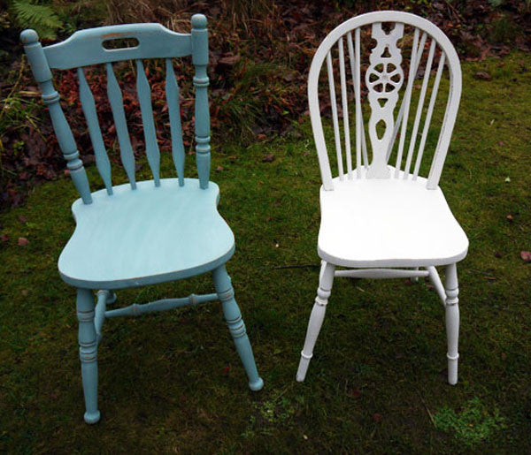 Custom Listing for Emily set of two mismatched dining chairs in Miss Mustard Seed Milk paint