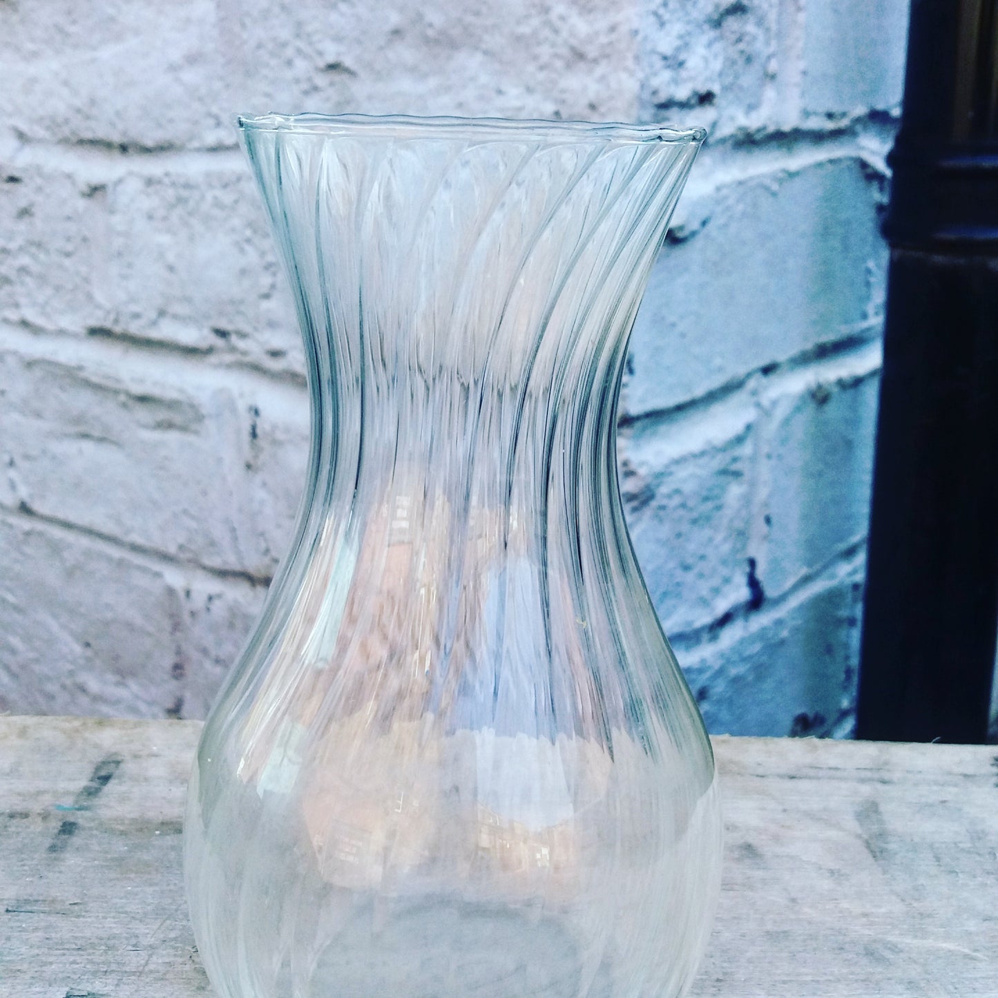 Fluted vintage glass vase