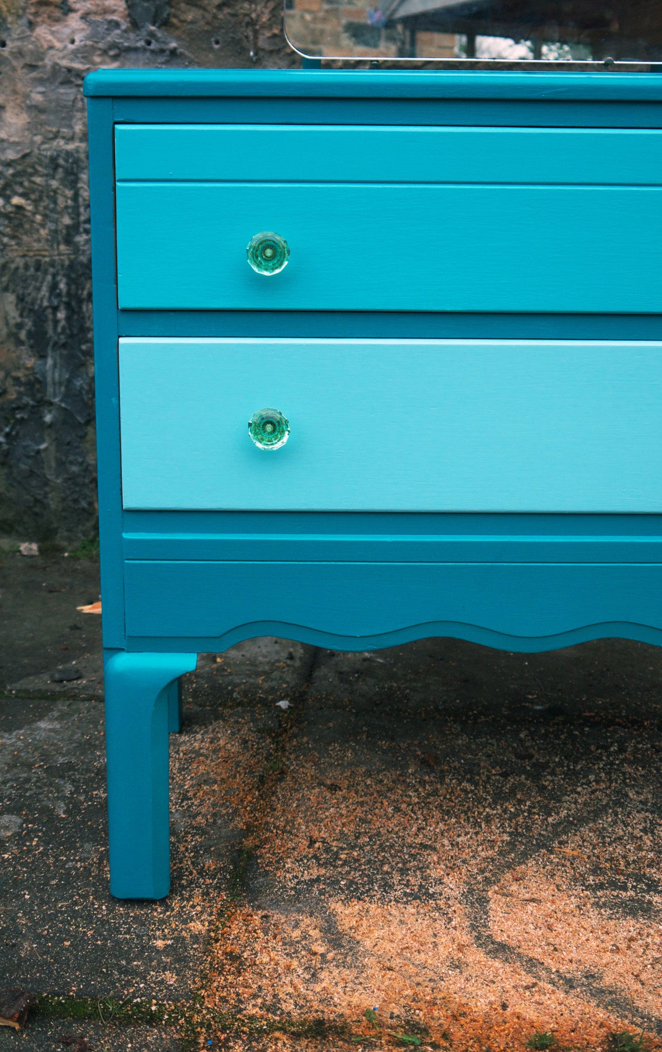 Hand painted children's dressing table in tones of Teal