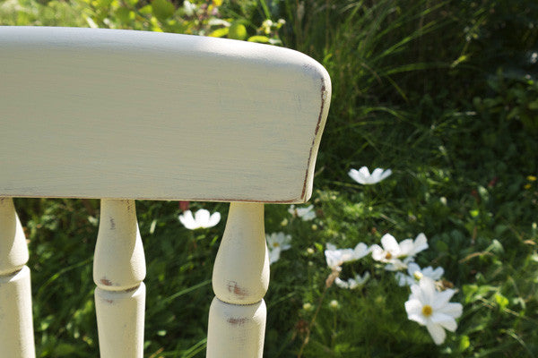 4 mismatch vintage dining chairs in Regency White (cream) autentico chalk paint