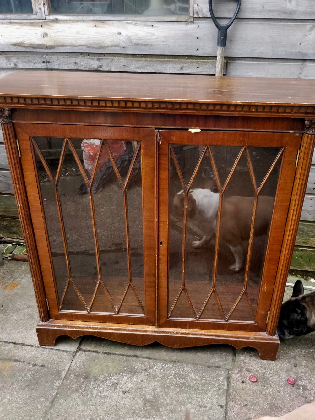 Vintage  glass fronted book case available for painting