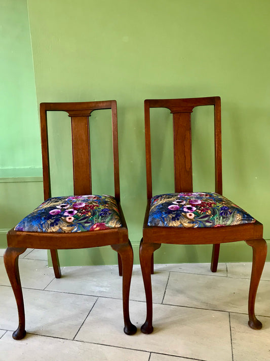 Commission for Sarah G - Set of 2 refurbished vintage dining chairs