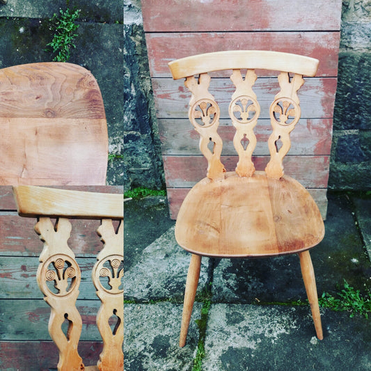 Vintage Ercol Fleur de Lys dining chair