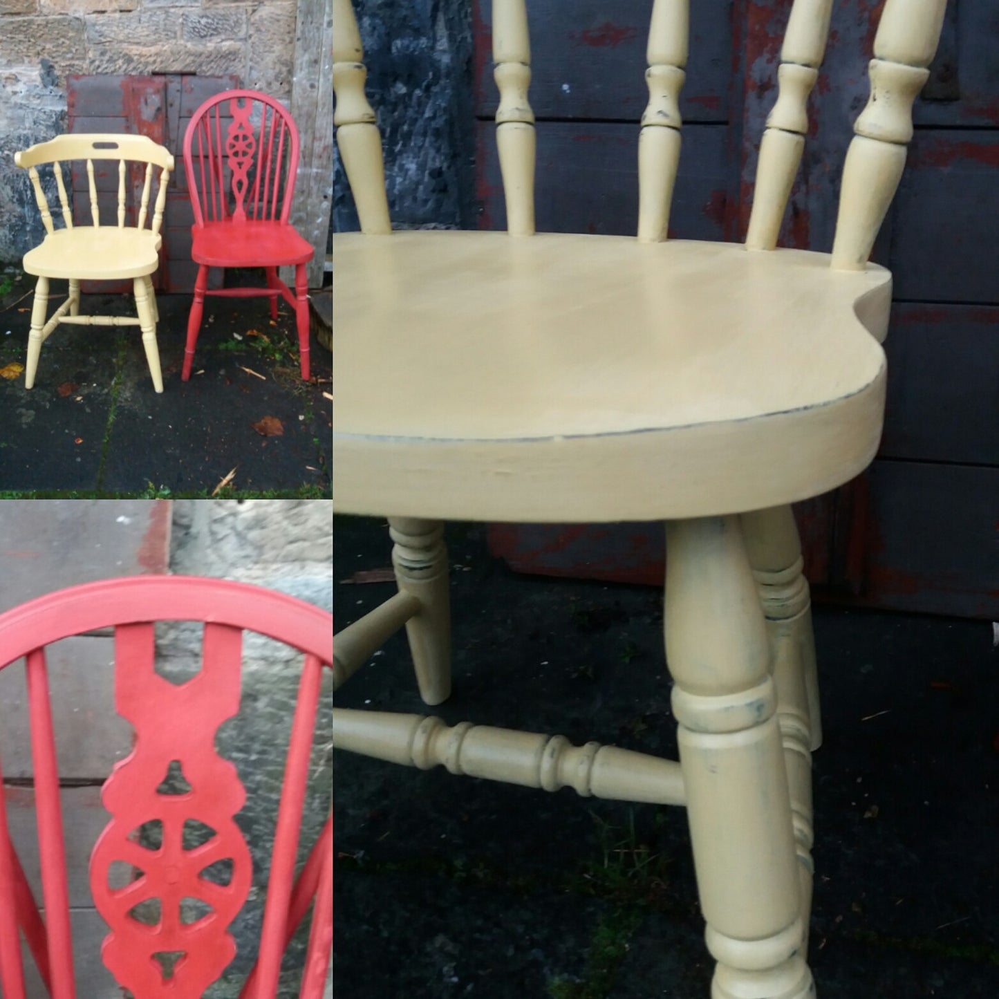 Custom Listing for Emily 2 hand painted vintage kitchen chairs in Miss Mustard Seed Milk Paint
