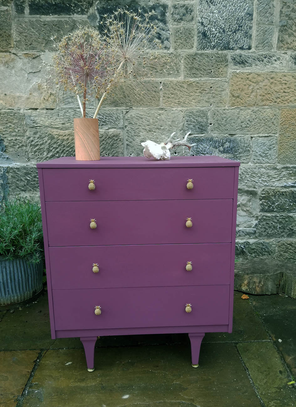 Custom Listing for Rebecca Vintage chest of drawers painted in Vintage with Grace Chalk Paint Mulberry