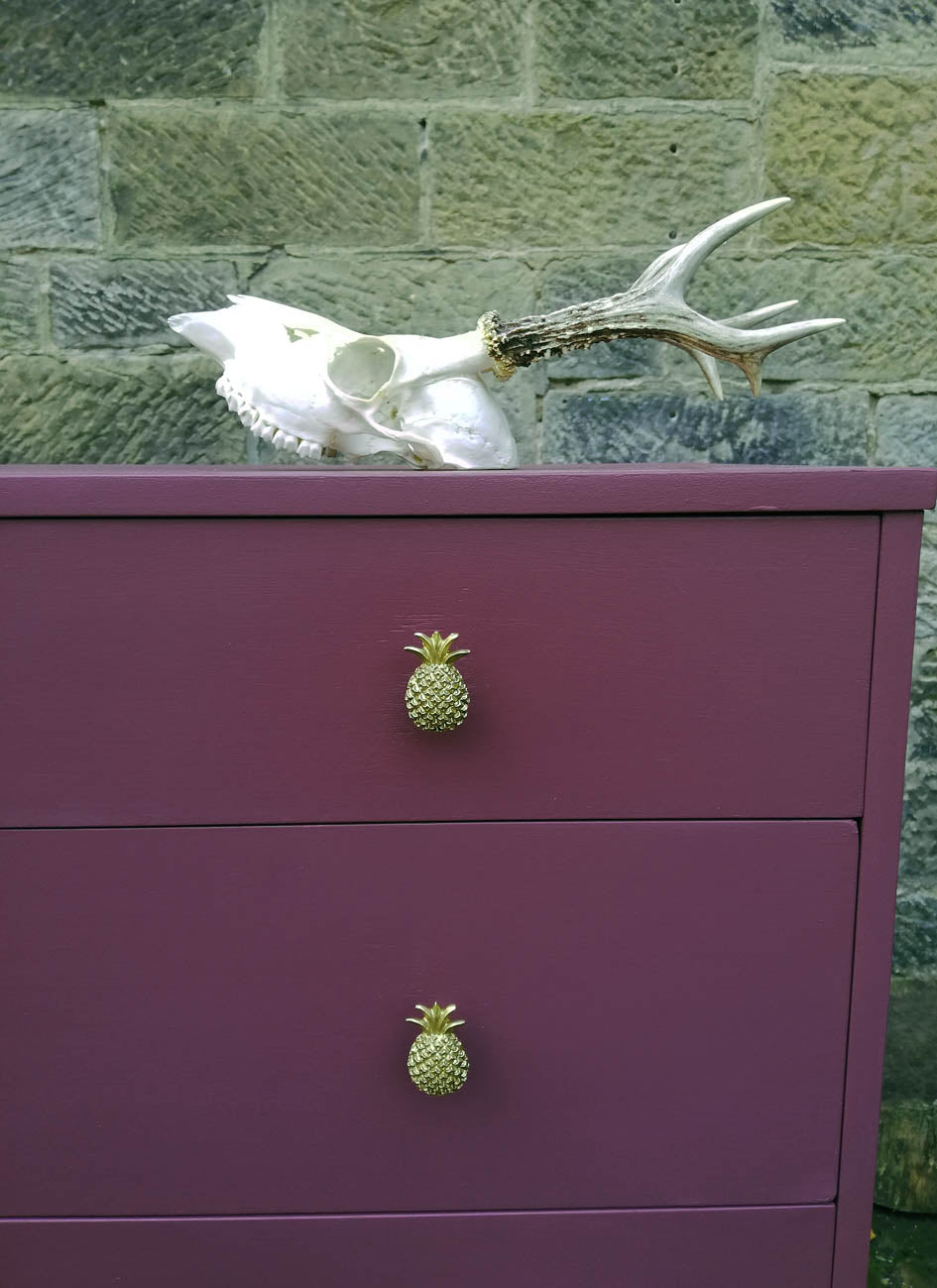 Custom Listing for Rebecca Vintage chest of drawers painted in Vintage with Grace Chalk Paint Mulberry
