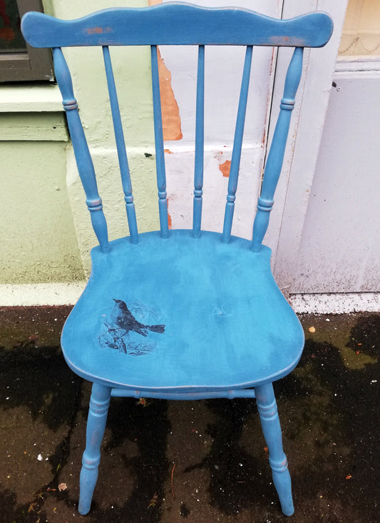 Custom Listing for Tom and Pete hand painted chair with Toile bird design