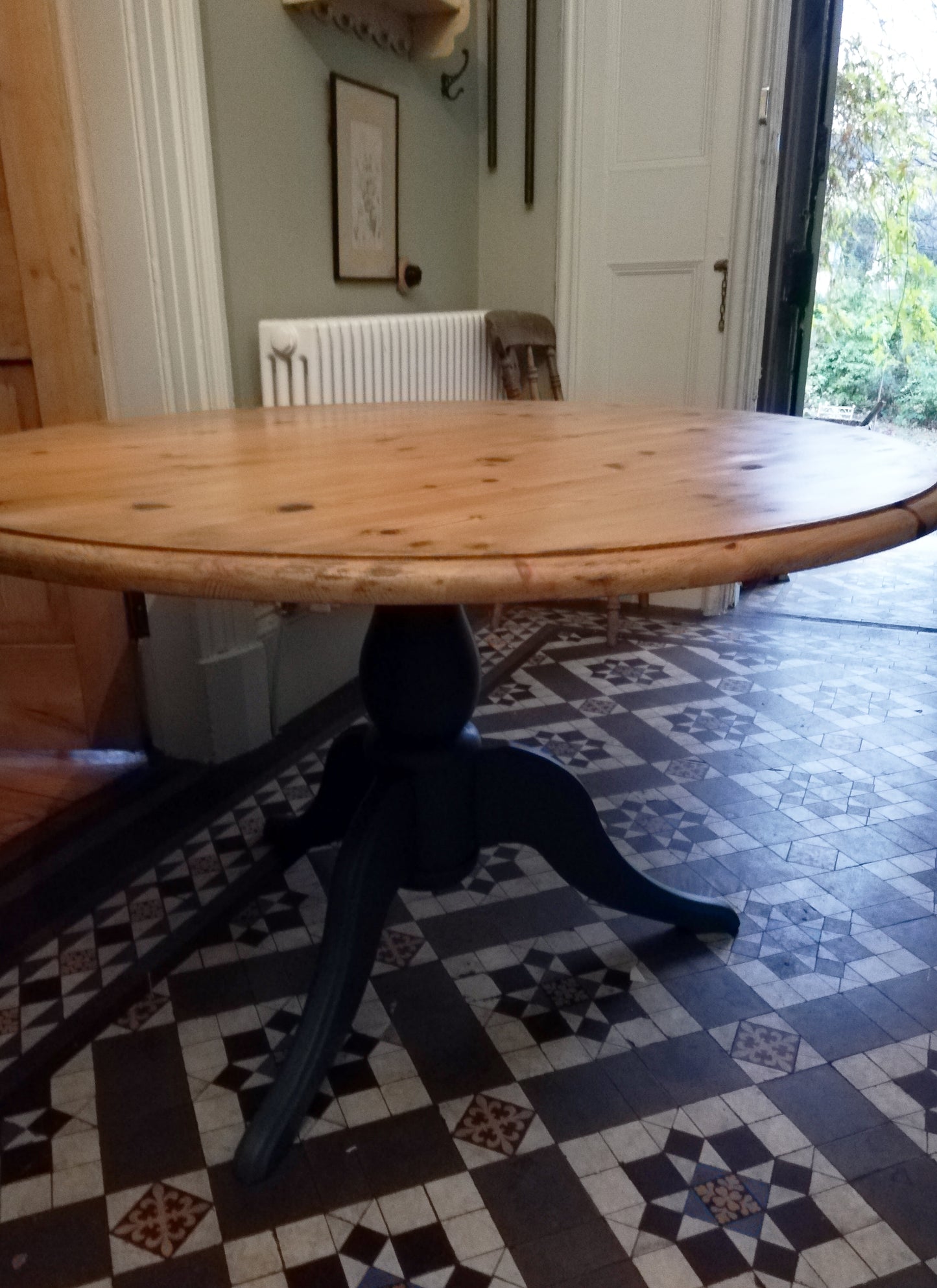 Custom Listing for Gavin and Ali refurbished round pine dining table