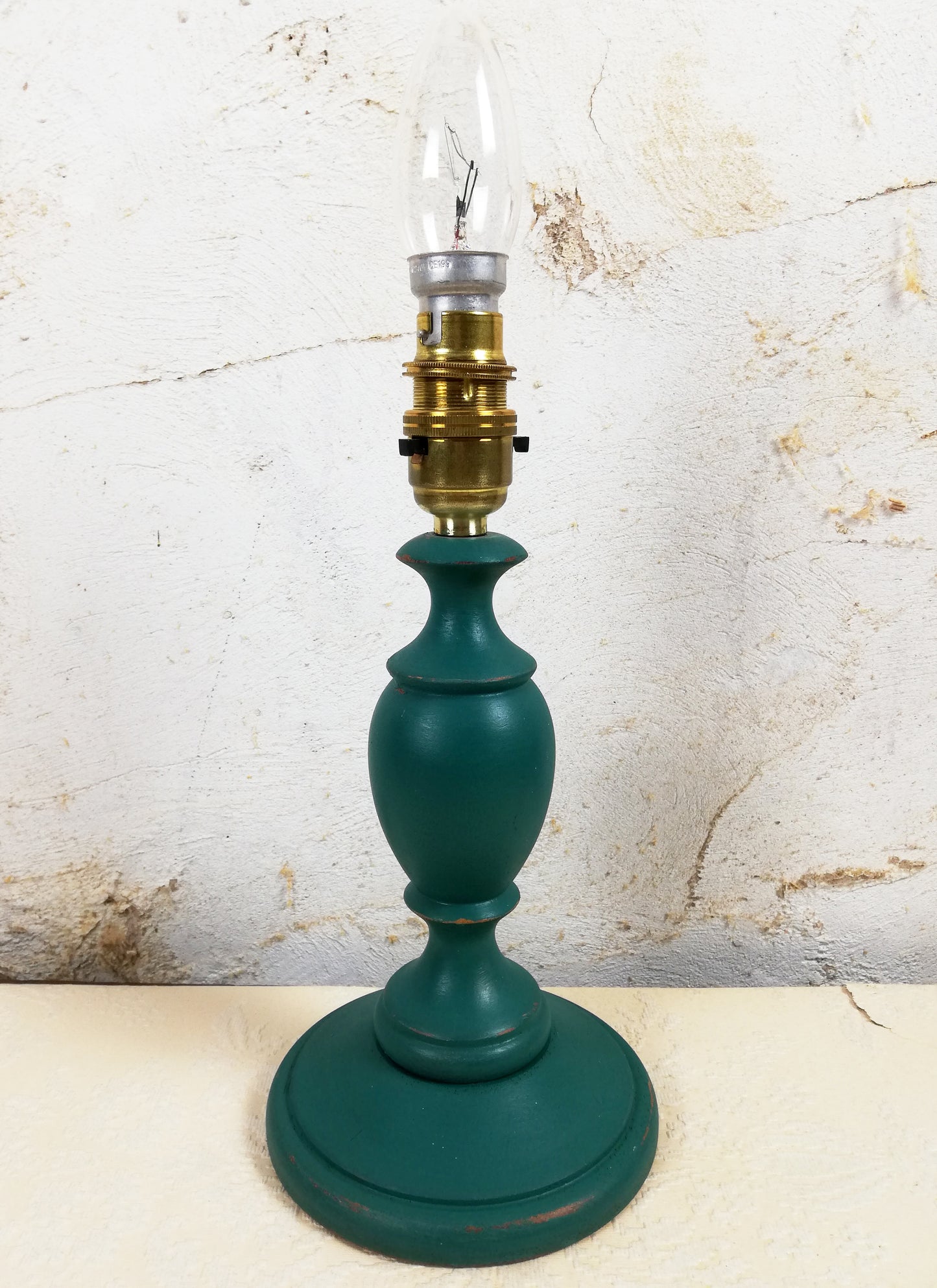 Vintage wooden lamp base painted in Fusion Mineral Paint Renfrew Blue