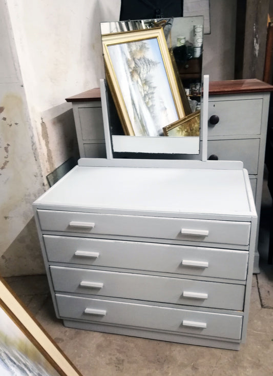 Reserved for Louis - Vintage Dressing Table painted in Fusion Mineral Paint Pebble