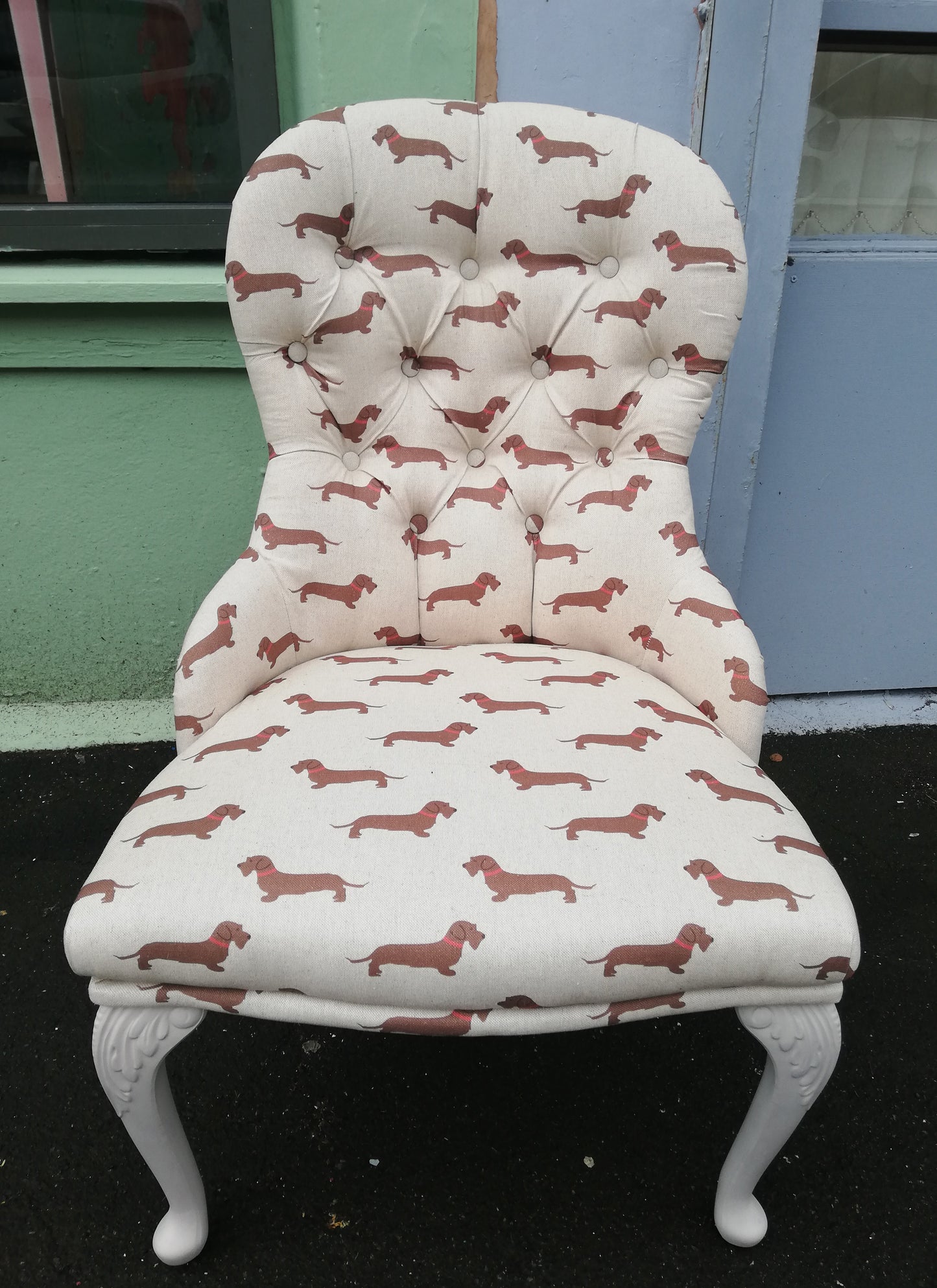 Vintage bedroom chair reupholstered in emily bond fabric for Julieanne Brown