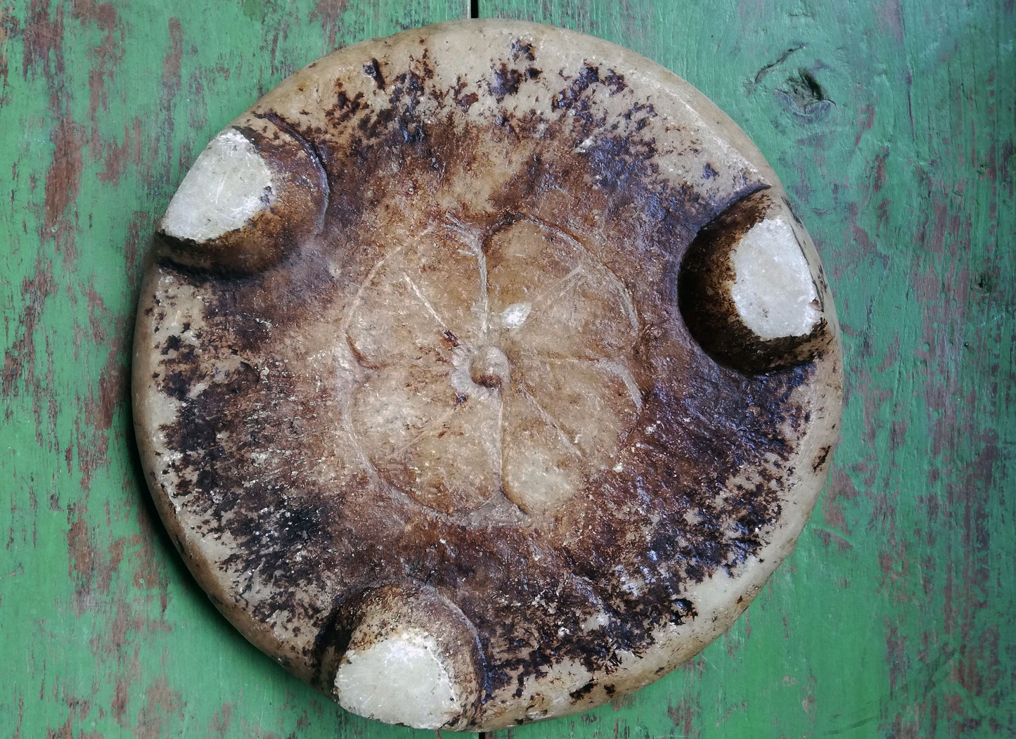 Antique marble stone chapati board. These make prefect trivets,pot stands or cheese boards