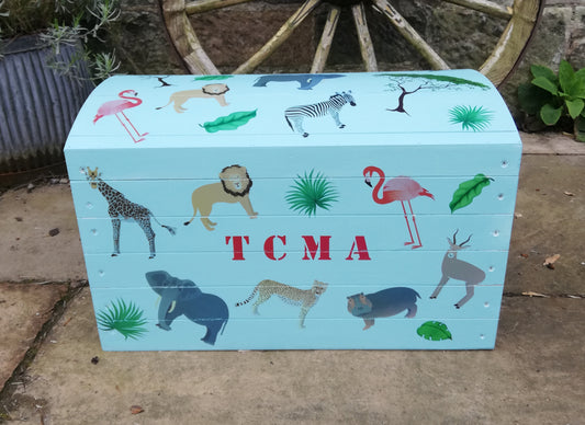 Custom Listing for Olivia personalised children's chest with jungle theme
