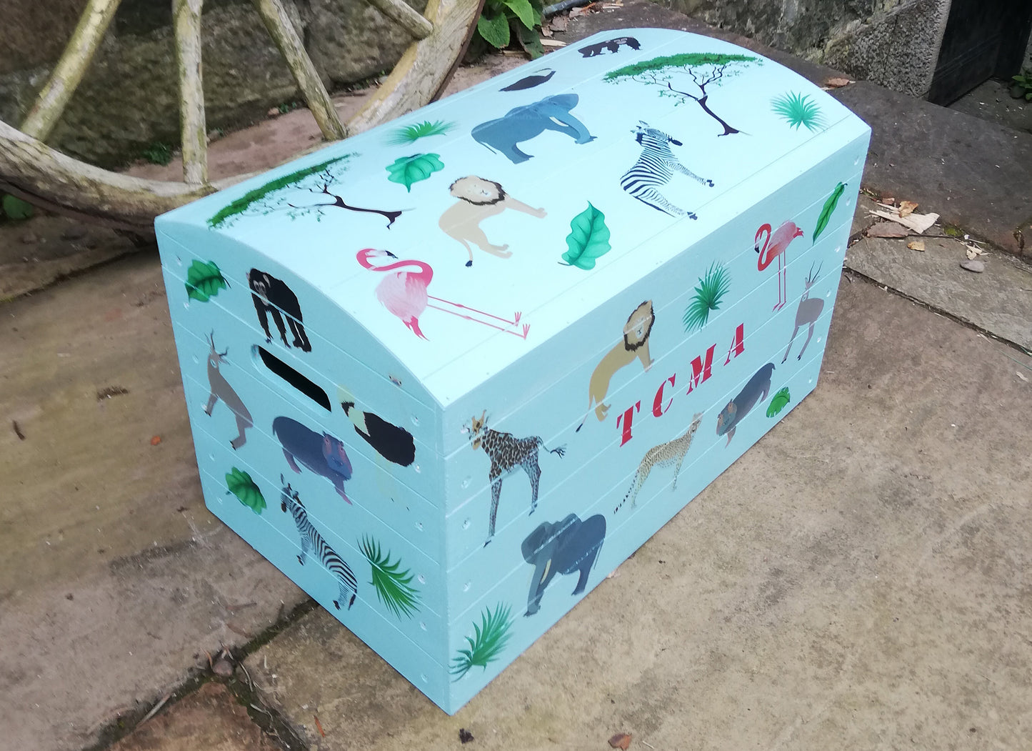 Custom Listing for Olivia personalised children's chest with jungle theme