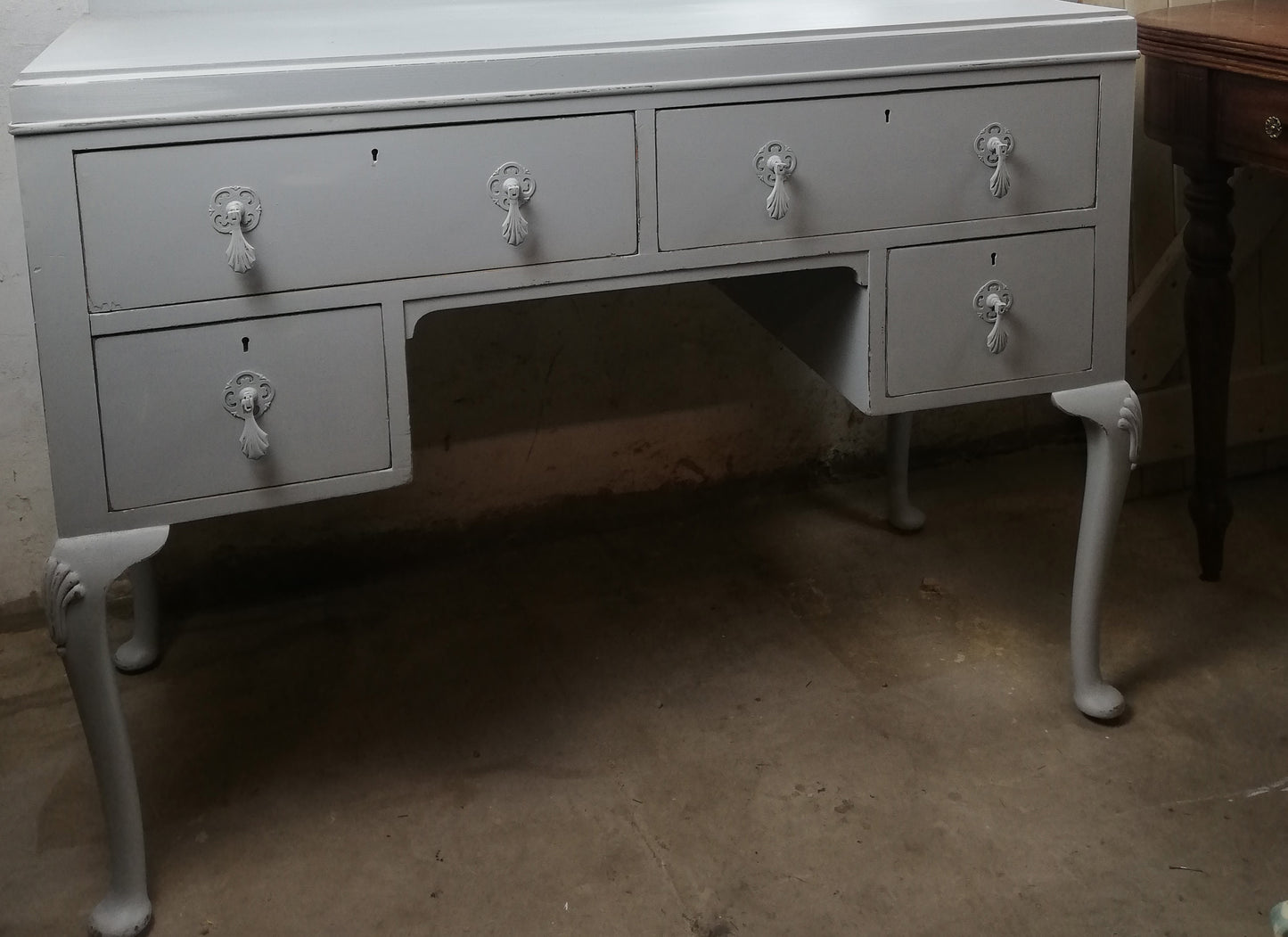 Custom Order for Victoria hand painted dressing table in Fusion Mineral Paint Pebble