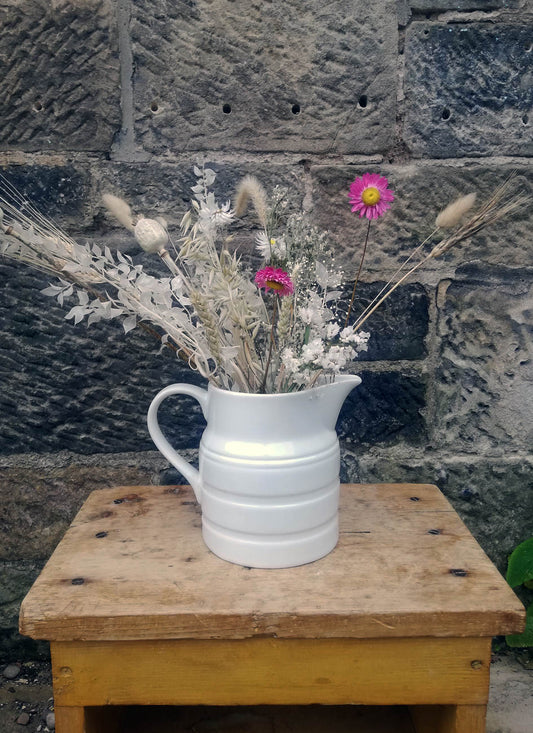 Lovely large rustic vintage white jug