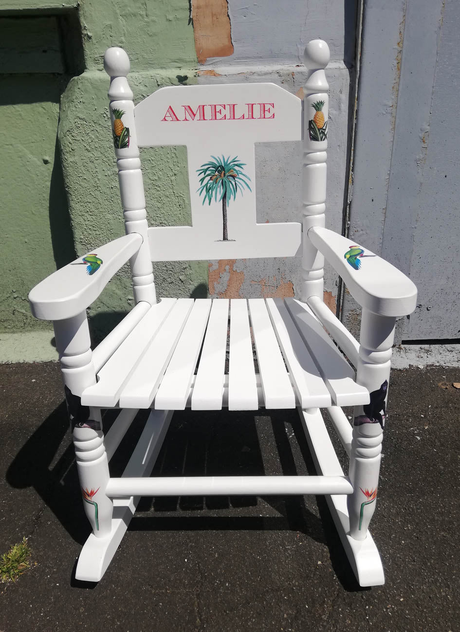 Personalised children's rocking chair - Tropical theme - made to order