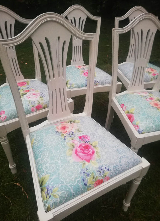 Custom listing for Ellen  refurbished dining table and six chairs
