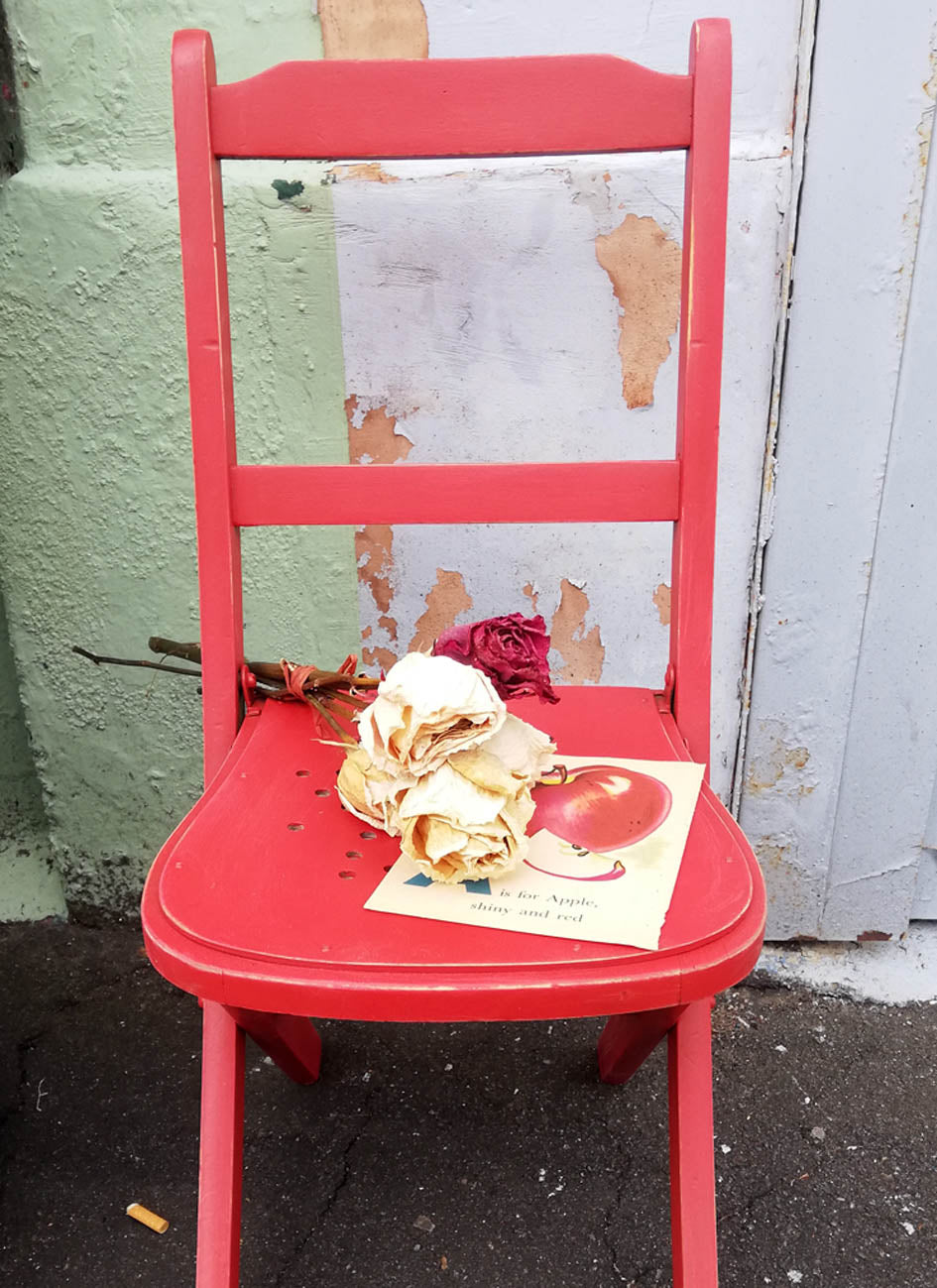Reserved for Elise Vintage mid century Venesta children's folding chair painted in Fort York Red