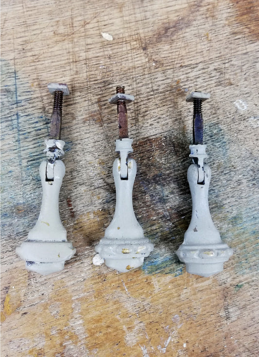 Vintage droplet painted furniture handles - set of 3