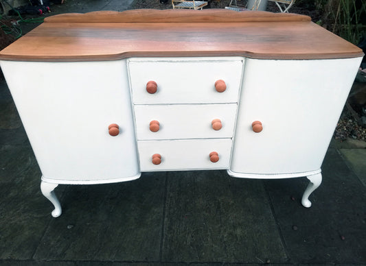 Custom Order for Bredun Vintage sideboard  painted in Miss Mustard Seed Milk Paint Farmhouse White