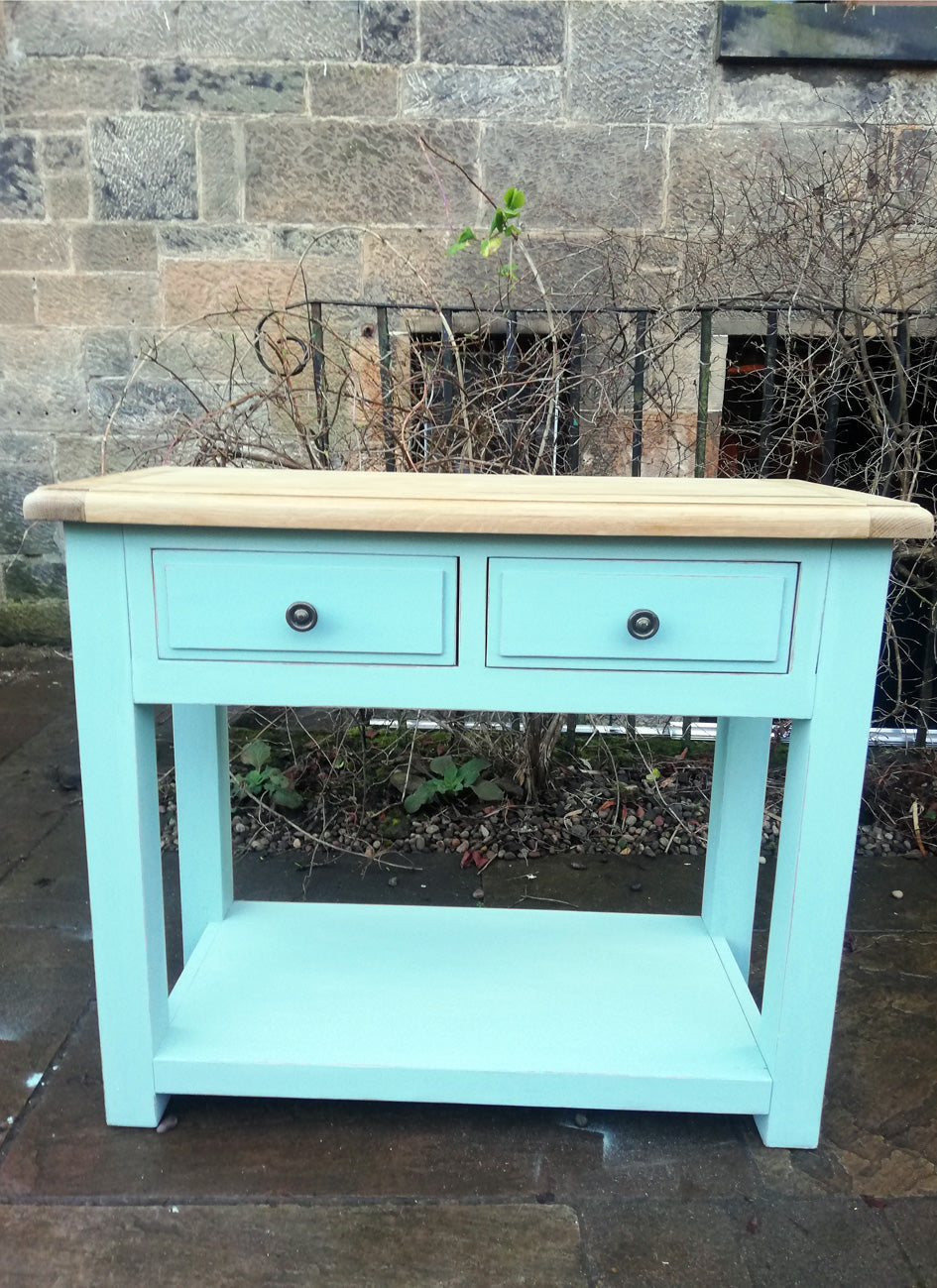 Console Table / sideboard painted in miss mustard seed milk paint eulalies sky