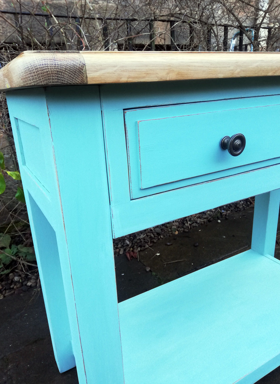 Console Table / sideboard painted in miss mustard seed milk paint eulalies sky