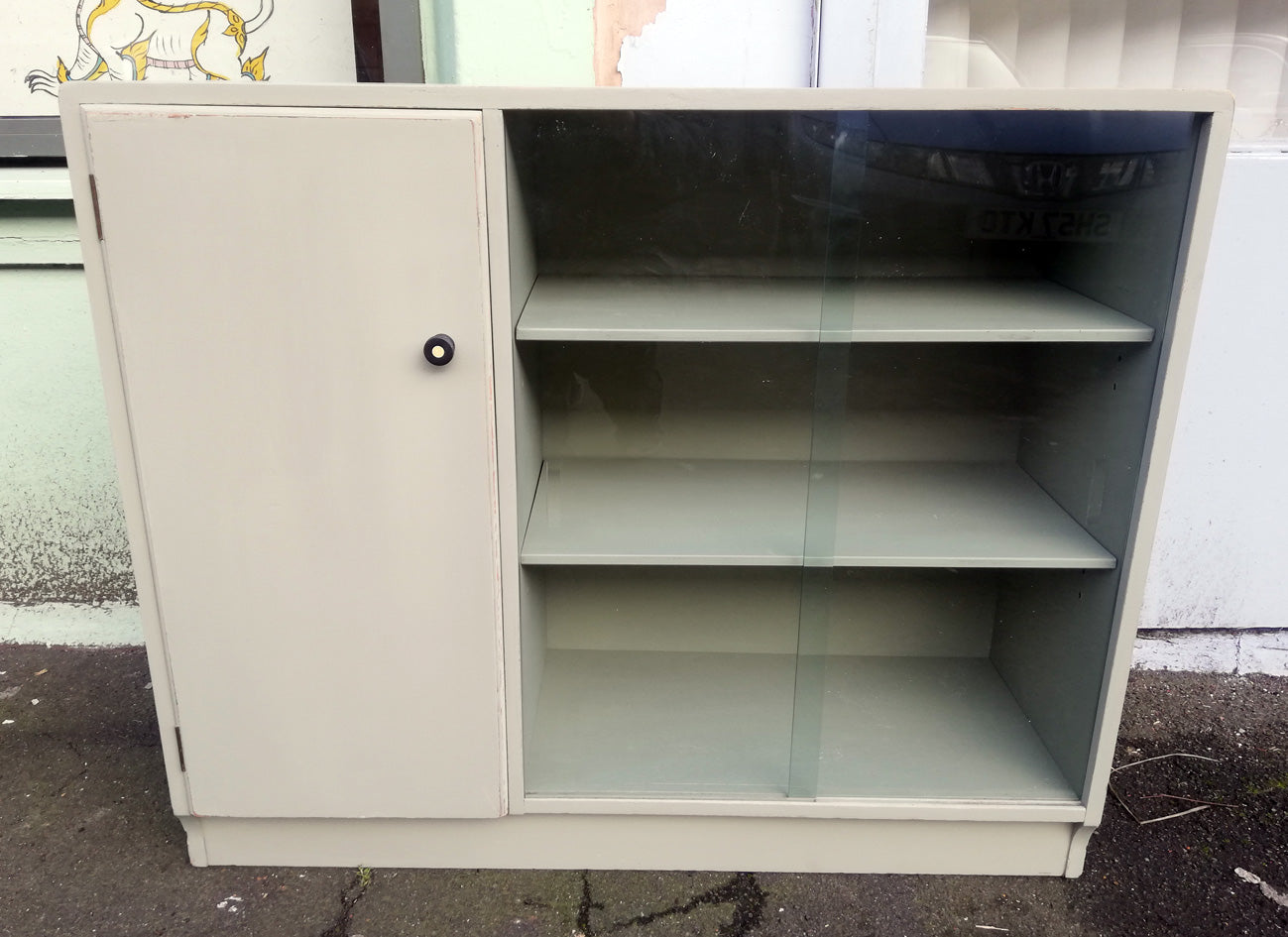 Custom Listing for Claire McGrath Vintage mid century glass fronted book case and chest of drawers