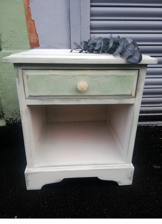 Boho painted bedside cabinet