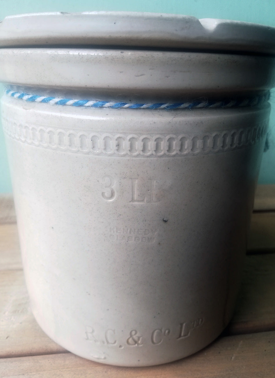 Gorgeous rustic stoneware pot with original lid