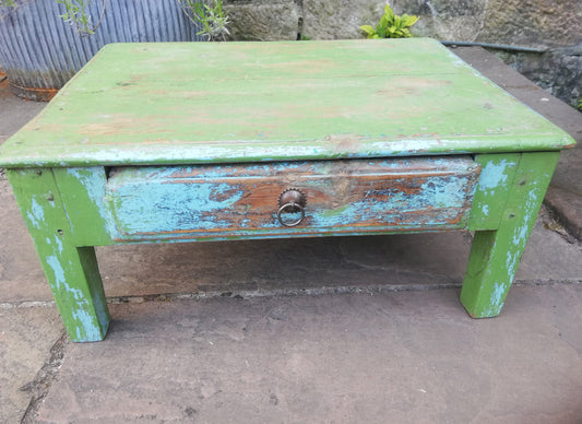 Beautiful antique teak 1920's original painted coffee table