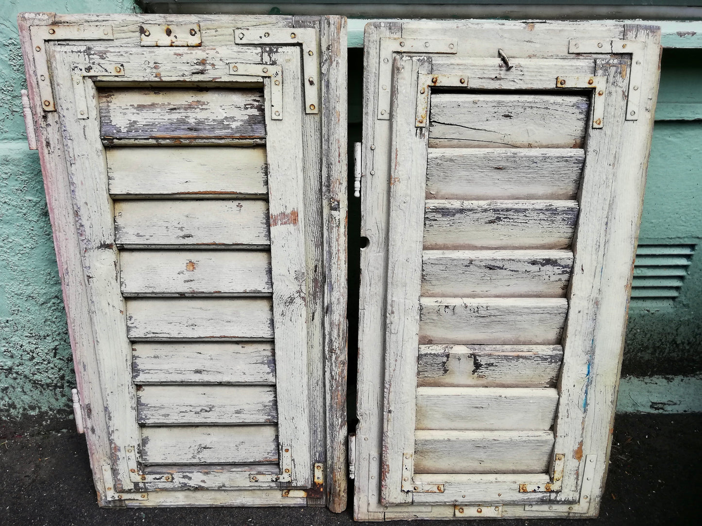 Beautiful vintage rustic pair shutters