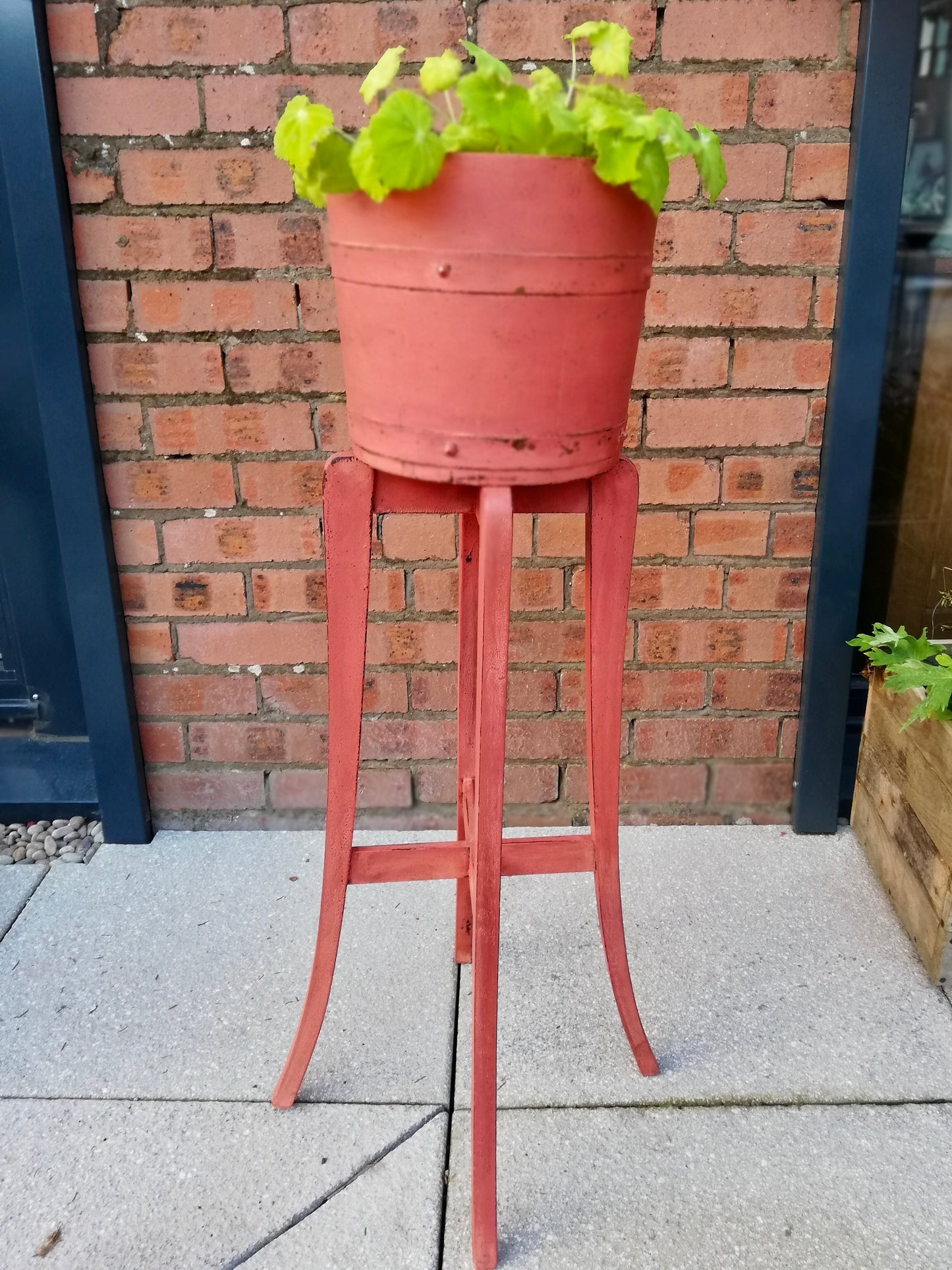 Vintage Wooden Plant Stand painted in Miss Mustard Seed Milk Paint