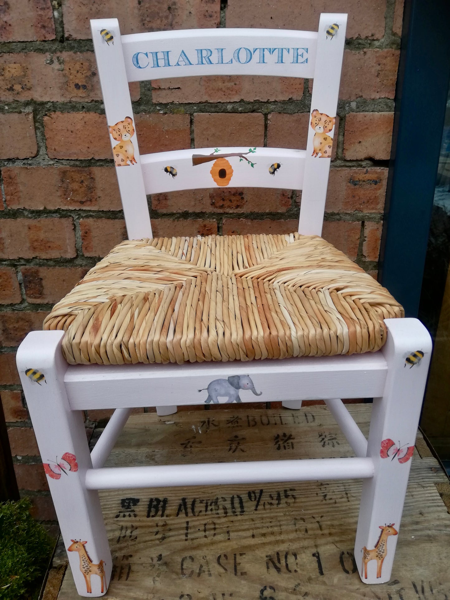 Commission for Anna C personalised children's chair with safari theme