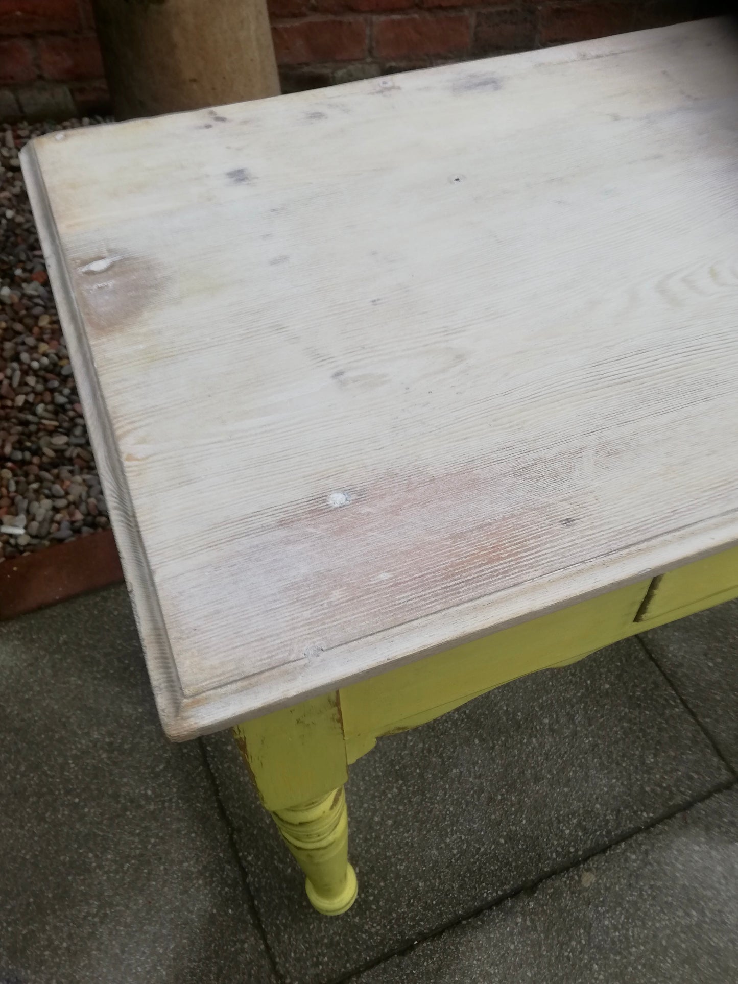 Vintage console/hall table/ kids desk painted in vibrant yellow