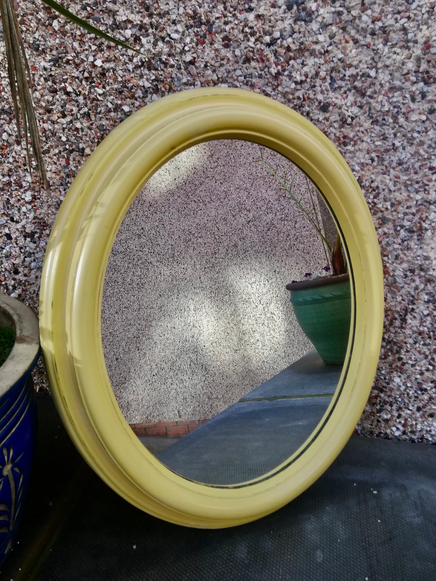 Vintage oval mirror painted in Farrow and Ball