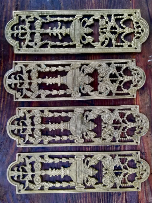 Vintage metal ornate door plates - set of 4