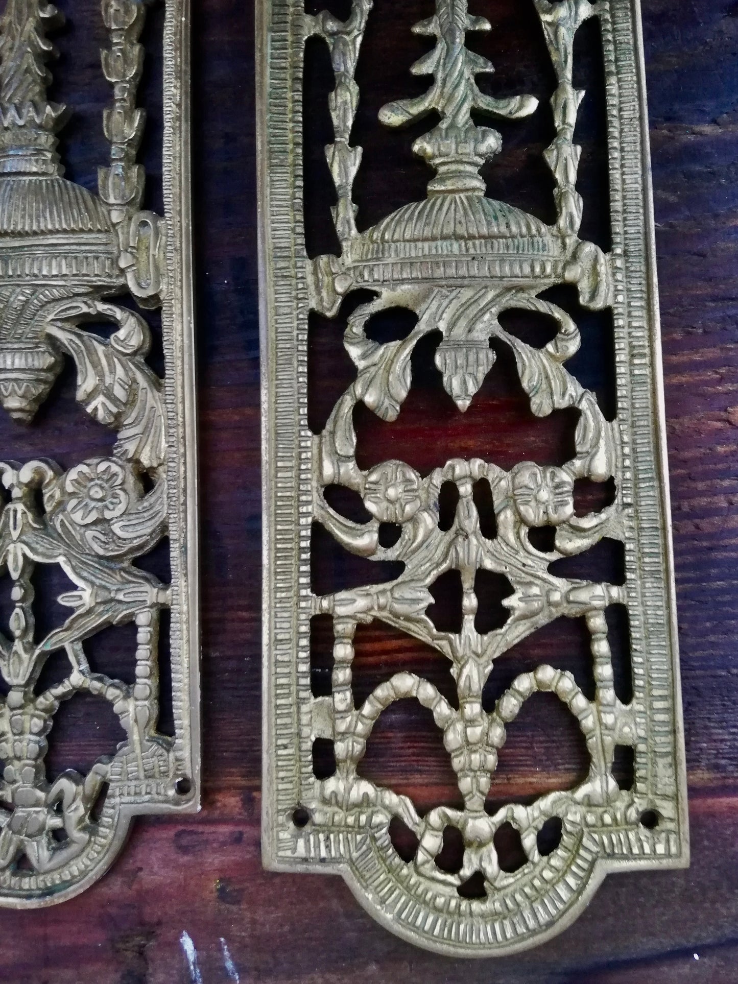 Vintage metal ornate door plates - set of 4