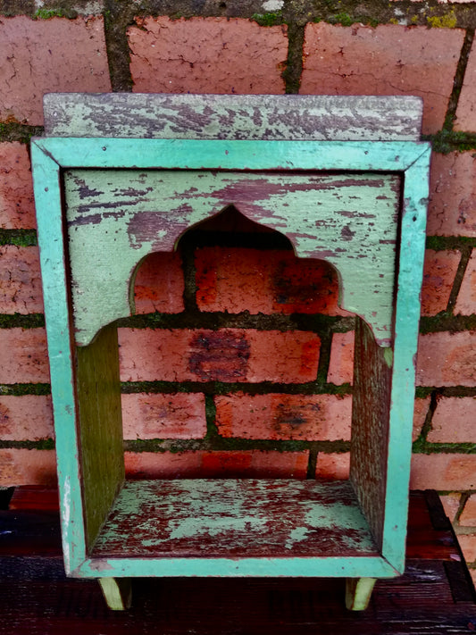 Stunning antique Indian single wall shelf with original paintwork and lovely patina
